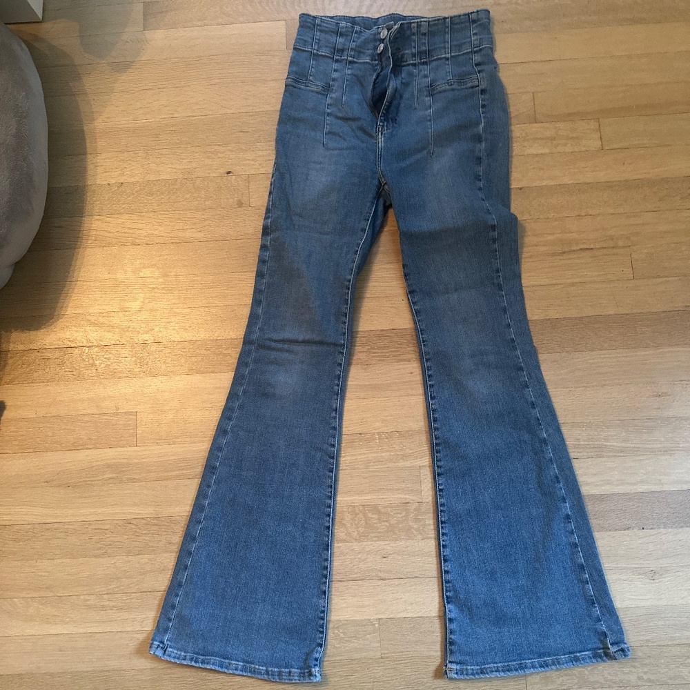 Free People Brand Sunburst Blue We The Free - Jayde Flare Jeans - Worn Once!